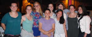 Jenna Maddock '15, Abigail Zimmermann-Niefield '15, Emma Harrington '15, Prof. Jeannie Albrecht, Pamela Mishkin '16, Olivia Pham '15, Prof. Andrea Danyluk, Sarah Abramson '15, and Erica Moszkowski '15 at GHC in Phoenix, AZ 2014