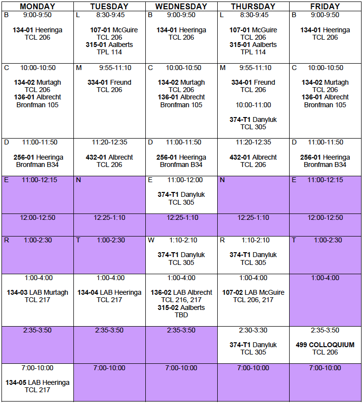 Spring 2013 Schedule